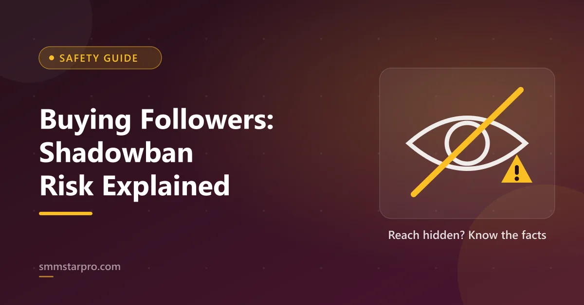 Hidden profile and warning icon illustrating shadowban risk from buying followers