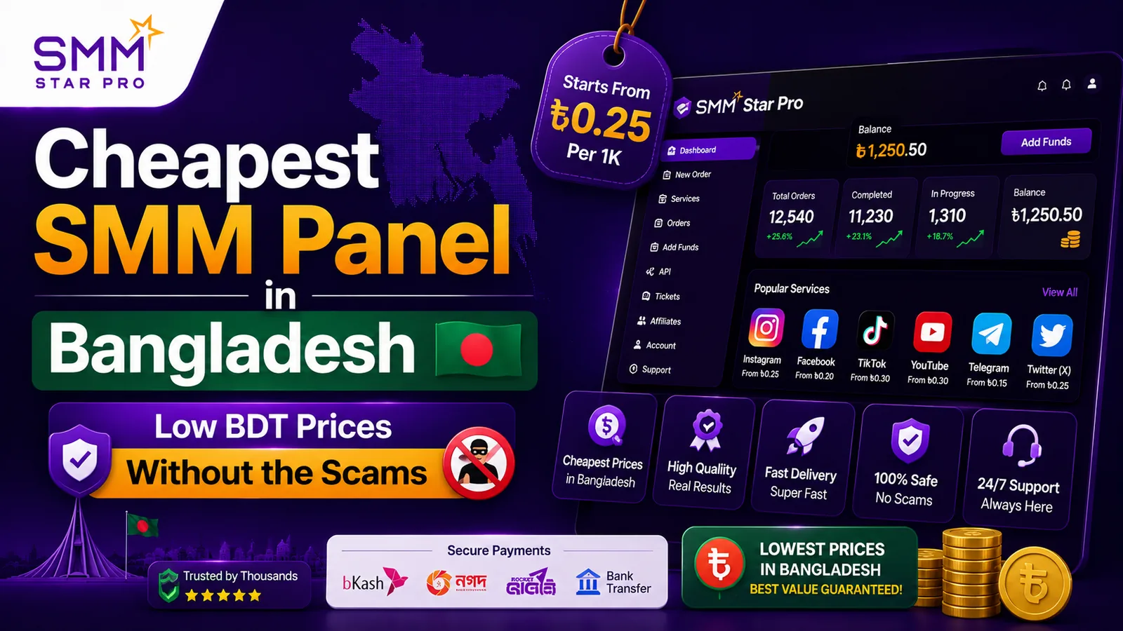 Cheapest SMM Panel in Bangladesh — Low BDT Prices Without the Scams - SMM Star Pro