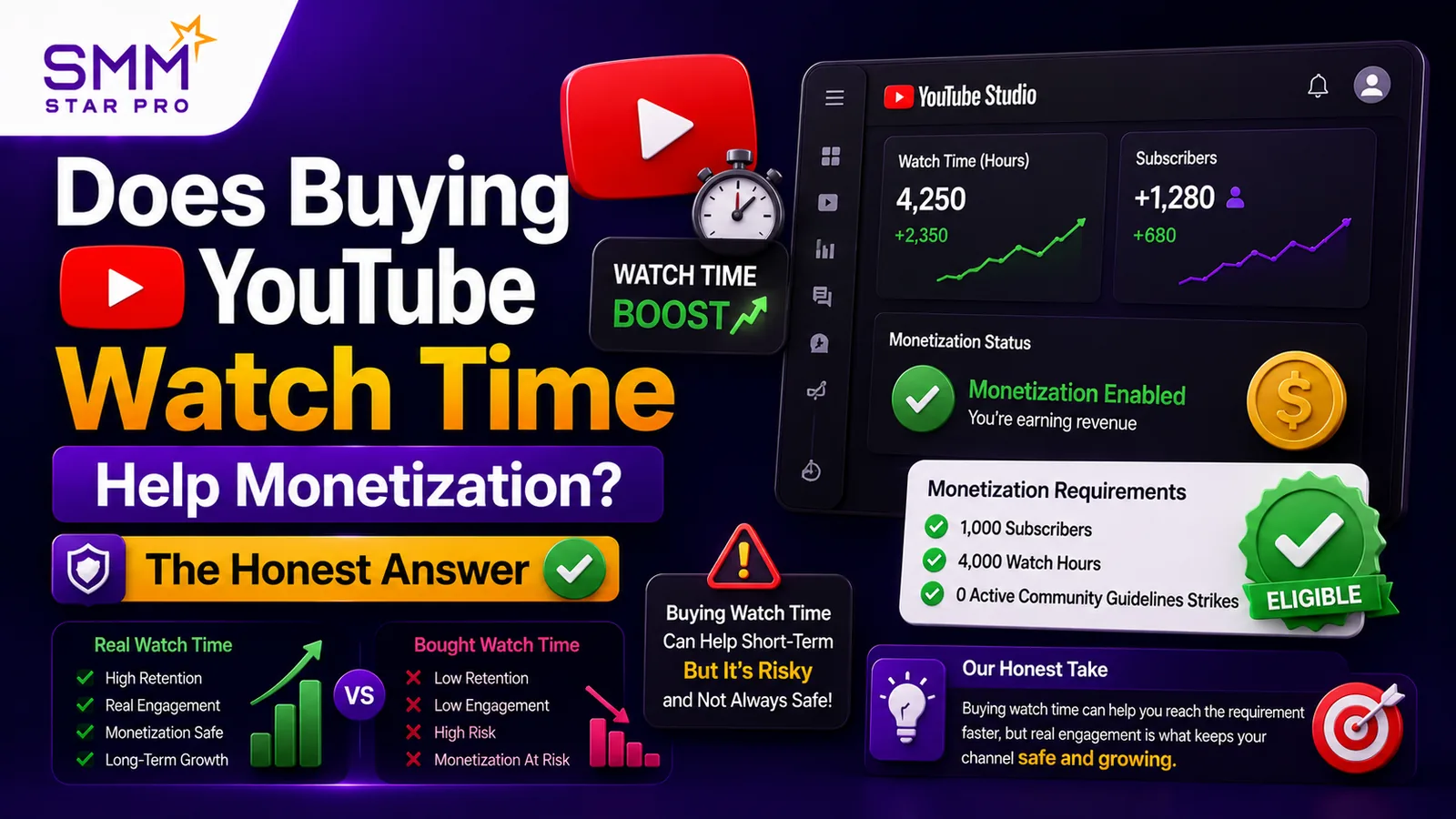 Does Buying YouTube Watch Time Help Monetization? The Honest Answer - SMM Star Pro