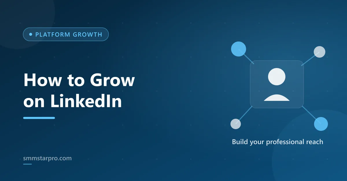 Professional profile card connected to a network illustrating LinkedIn growth