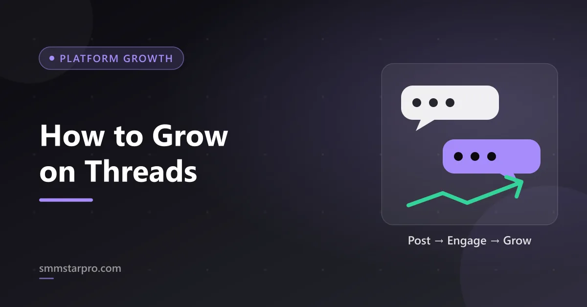 Linked conversation bubbles with rising arrow representing growth on Threads